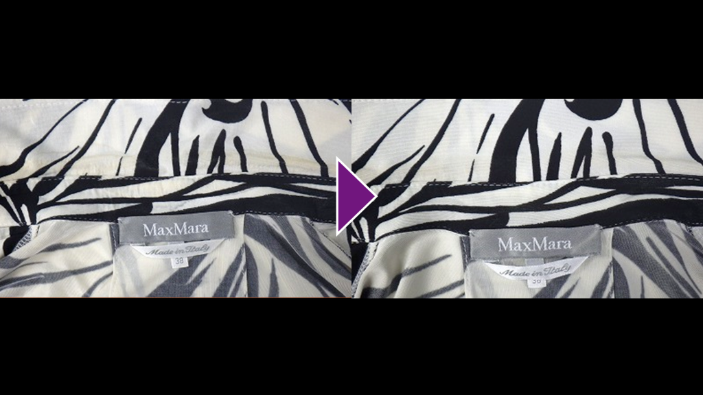 MaxMaraの半袖セミフレア―ワンピースのリプロン事例紹介